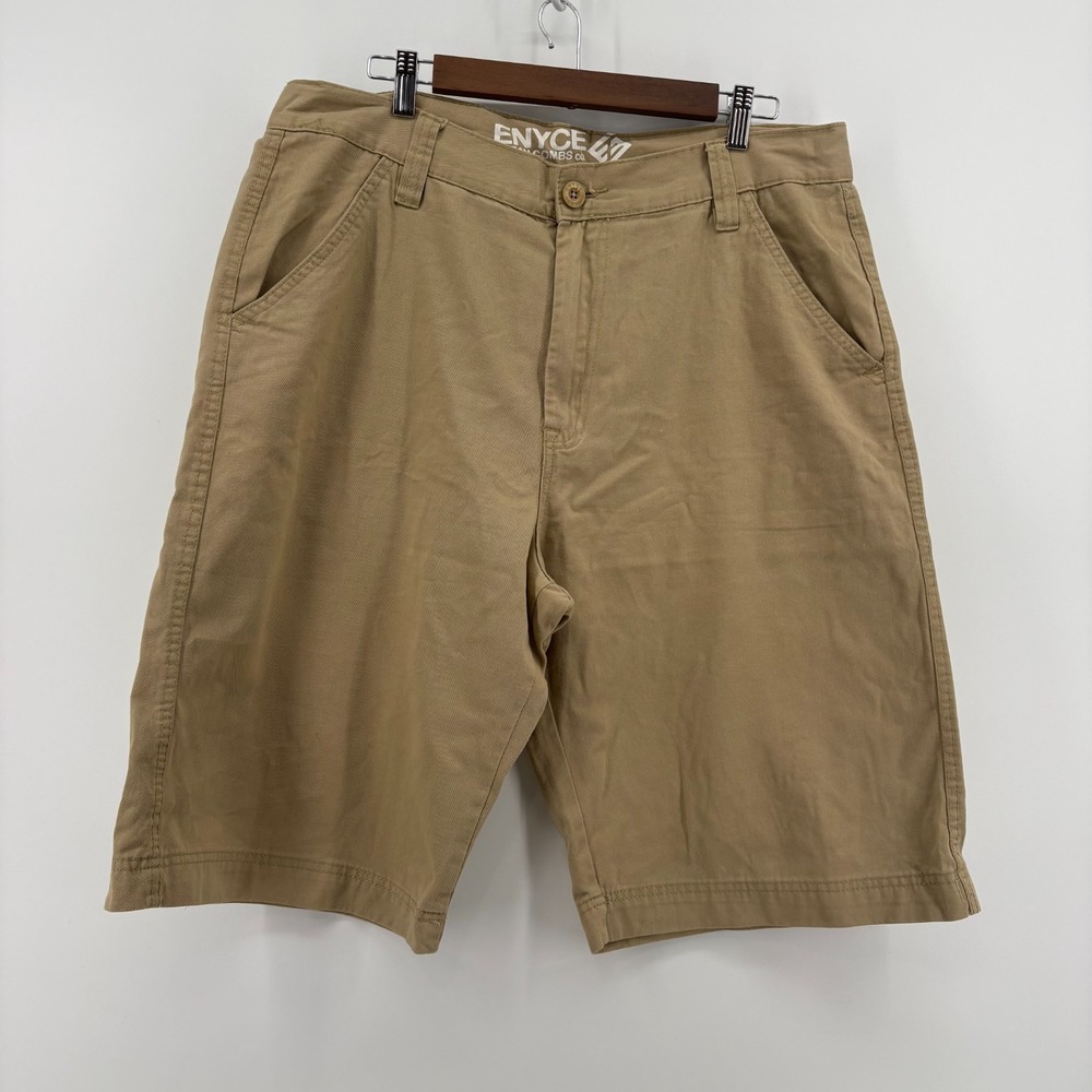 Enyce A Sean Combs Co. Chino Shorts Mens Khaki Cotton Flat Front Slash Pocket 36